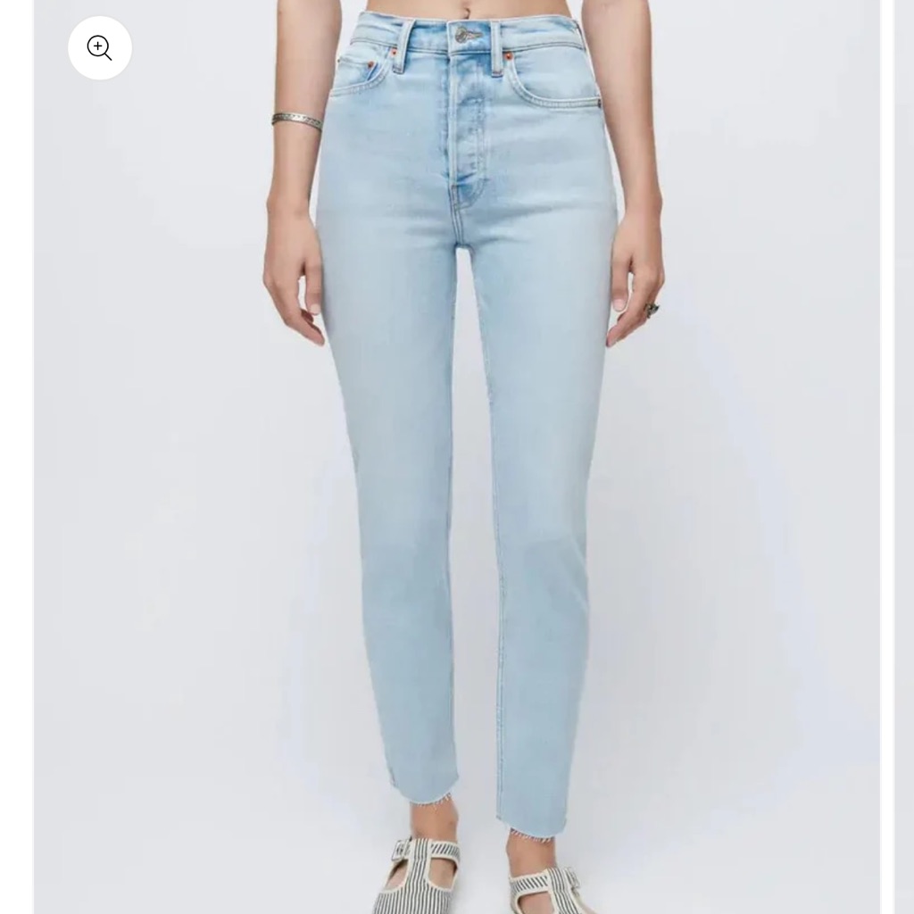 Re/Done 90’s High Rise Ankle Crop Light Wash Denim Size 28 Nwt